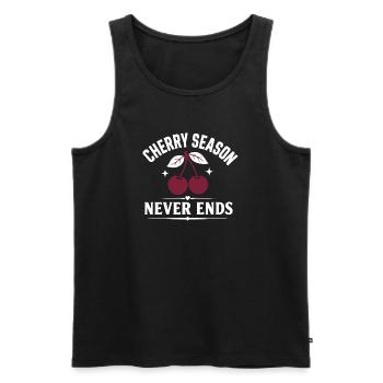 Die Kirschsaison endet niemals - Männer Premium Bio Tank Top - Schwarz - Vorne - Michal (187cm)