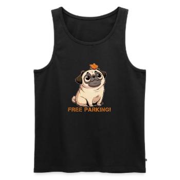 Funny Pug Free Parking - Men's Premium Organic Tank Top - black - Front - Michal (187cm)