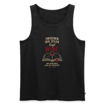 Zwischen den Zeilen liegt Wein und Wahrheit - Männer Premium Bio Tank Top - Schwarz - Vorne - Michal (187cm)