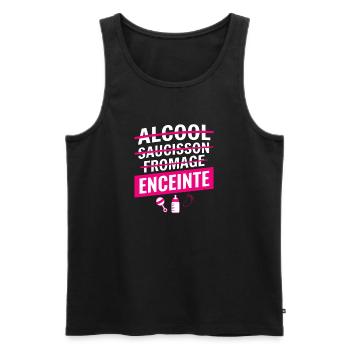 Humour Grossesse Fille Sans Alcool Fromage - Débardeur bio Premium Homme - noir - Devant - Michal (187cm)