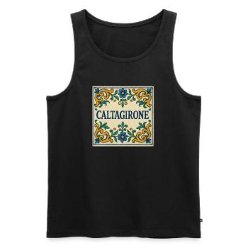 Caltagirone Fliesen Ornament - Männer Premium Bio Tank Top - Schwarz - Vorne - Michal (187cm)