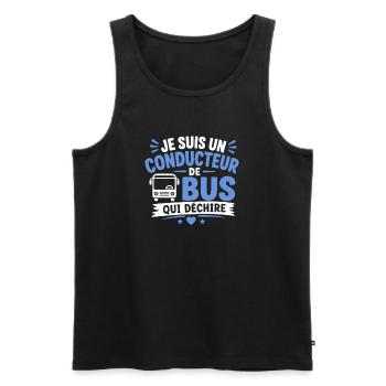 Conducteur de bus qui déchire - Débardeur bio Premium Homme - noir - Devant - Michal (187cm)