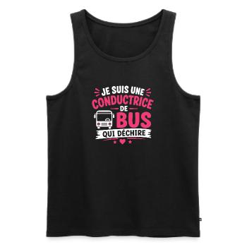 Conductrice de bus qui déchire - Débardeur bio Premium Homme - noir - Devant - Michal (187cm)