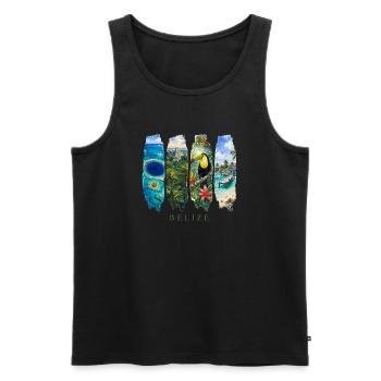 Voyage de vacances au Belize – Motif pays et culture des Caraïbes - Débardeur bio Premium Homme - noir - Devant - Michal (187cm)