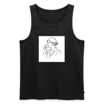 Heure du café en veste - Débardeur bio Premium Homme - noir - Devant - Michal (187cm)