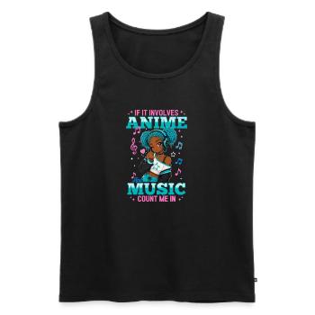 Anime and Music Chibi Black Girl - Men's Premium Organic Tank Top - black - Front - Michal (187cm)