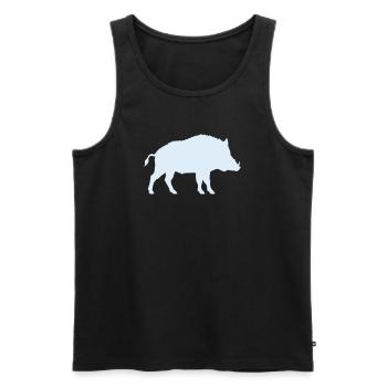 Blaues Wildschwein Silhouette - Männer Premium Bio Tank Top - Schwarz - Vorne - Michal (187cm)