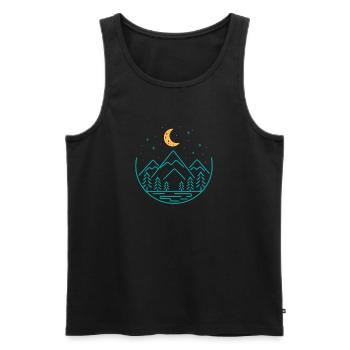 Minimalistische Berg-Nachthimmel-Linien-Kunst Natur - Männer Premium Bio Tank Top - Schwarz - Vorne - Michal (187cm)