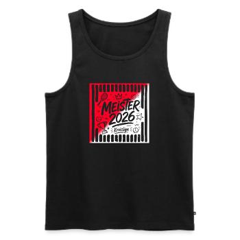 Tennis Meister 2026, Kreisliga Sieger rot weiß  - Männer Premium Bio Tank Top - Schwarz - Vorne - Michal (187cm)