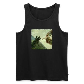 Chat gifle la main de Dieu Mème des chats drôles - Débardeur bio Premium Homme - noir - Devant - Michal (187cm)