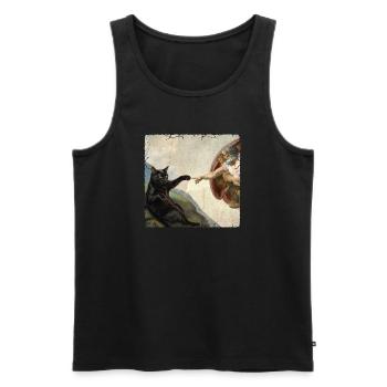 Chat gifle la main de Dieu Mème des chats drôles - Débardeur bio Premium Homme - noir - Devant - Michal (187cm)