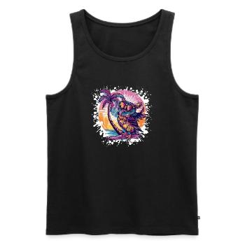 Owl Summer Holiday - Men's Premium Organic Tank Top - black - Front - Michal (187cm)