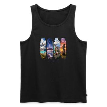 Voyage de vacances au Chili – Nature et culture en Patagonie - Débardeur bio Premium Homme - noir - Devant - Michal (187cm)