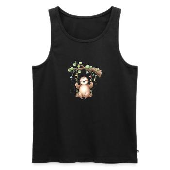 Faultier auf der Schaukel - Männer Premium Bio Tank Top - Schwarz - Vorne - Michal (187cm)