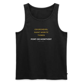Pont de Montvert Lozère -Courchevel - Saint Moritz - Débardeur bio Premium Homme - noir - Devant - Michal (187cm)
