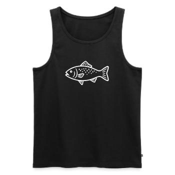 Fisch weiß angeln Geschenk Angler - Männer Premium Bio Tank Top - Schwarz - Vorne - Michal (187cm)