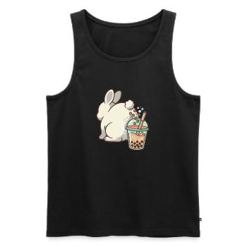 Bubble Tea Boba Drôle de Lapin mignon - Débardeur bio Premium Homme - noir - Devant - Michal (187cm)