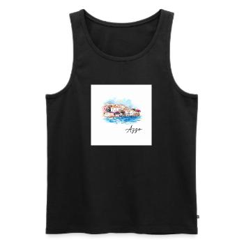 Azzo Küstenhafen Aquarell - Männer Premium Bio Tank Top - Schwarz - Vorne - Michal (187cm)