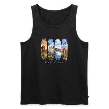 Voyage de vacances au Paraguay – Motif culturel sud-américain - Débardeur bio Premium Homme - noir - Devant - Michal (187cm)
