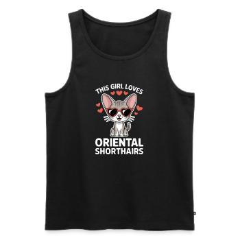 Cadeau de chat en plaisanterie sur les expressions orientales à poil court - Débardeur bio Premium Homme - noir - Devant - Michal (187cm)