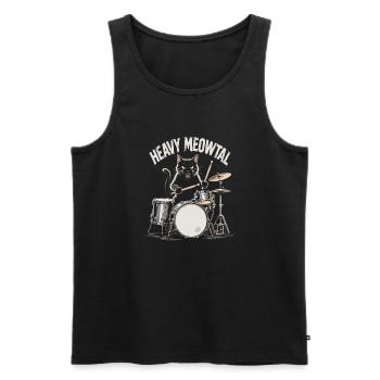 Heavy Meowtal Cat Drummer - Men's Premium Organic Tank Top - black - Front - Michal (187cm)
