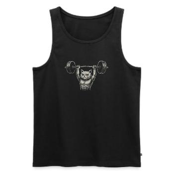 Cat Fitness Gym Haltérophilie Musculation - Débardeur bio Premium Homme - noir - Devant - Michal (187cm)