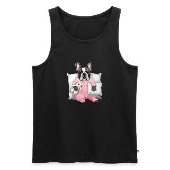 French Bulldog in Pink Pajamas with - Men's Premium Organic Tank Top - black - Front - Michal (187cm)