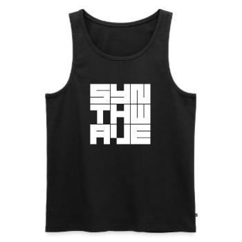 Synthwave Grid logo - Men's Premium Organic Tank Top - black - Front - Michal (187cm)