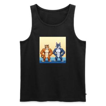 Collection de dessins animés GIDAGI Fitness - Débardeur bio Premium Homme - noir - Devant - Michal (187cm)