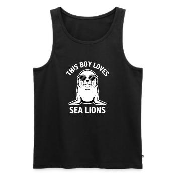 Paroles du Lion de Mer Cadeau drôle du Lion de mer - Débardeur bio Premium Homme - noir - Devant - Michal (187cm)