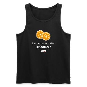 Wo ist jetzt der Tequila? - Männer Premium Bio Tank Top - Schwarz - Vorne - Michal (187cm)