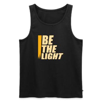 Be The Light Motivierend Positivität Spruch Logo - Männer Premium Bio Tank Top - Schwarz - Vorne - Michal (187cm)