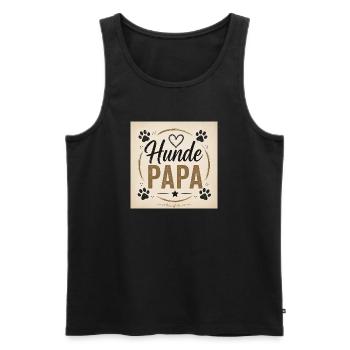 Hunde Papa Vintage Design - Männer Premium Bio Tank Top - Schwarz - Vorne - Michal (187cm)