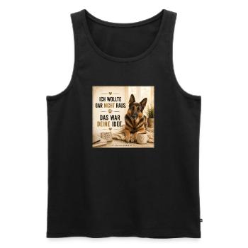 ich wollte nicht raus deine Idee - Männer Premium Bio Tank Top - Schwarz - Vorne - Michal (187cm)