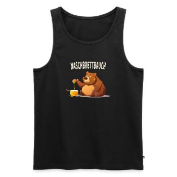 Naschbrettbauch Lustiger Honigbär - Männer Premium Bio Tank Top - Schwarz - Vorne - Michal (187cm)