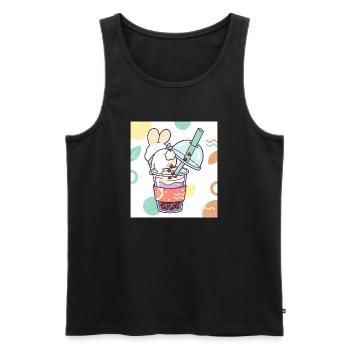 Bubble Tea Boba Drôle de Lapin mignon - Débardeur bio Premium Homme - noir - Devant - Michal (187cm)