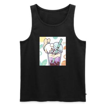 Bubble Tea Boba Drôle de Lapin mignon - Débardeur bio Premium Homme - noir - Devant - Michal (187cm)