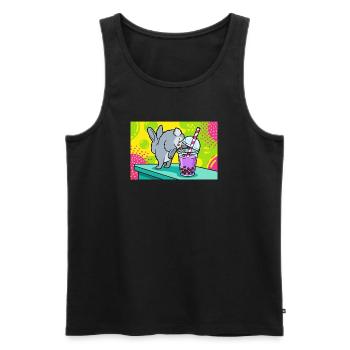 Bubble Tea Boba Drôle de Lapin mignon - Débardeur bio Premium Homme - noir - Devant - Michal (187cm)