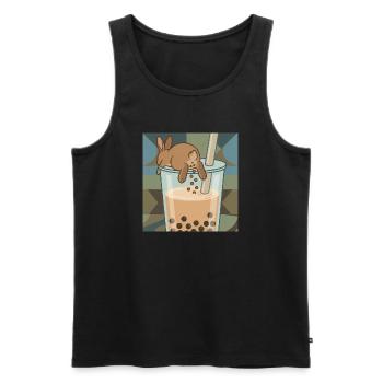 Bubble Tea Boba Drôle de Lapin mignon - Débardeur bio Premium Homme - noir - Devant - Michal (187cm)