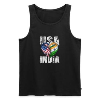Heart of the USA and India - Men's Premium Organic Tank Top - black - Front - Michal (187cm)