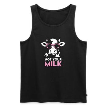 Not Your Milk – Vache cool avec des lunettes de soleil | Vegan - Débardeur bio Premium Homme - noir - Devant - Michal (187cm)