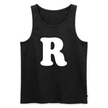 Gros caractères R | Lettre R | R Logo - Débardeur bio Premium Homme - noir - Devant - Michal (187cm)