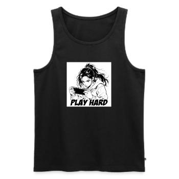 Play Hard Manga Gamer - Débardeur bio Premium Homme - noir - Devant - Michal (187cm)