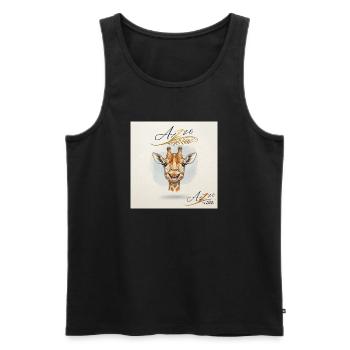 Cheerful Giraffe in Watercolor Style – Azzo - Men's Premium Organic Tank Top - black - Front - Michal (187cm)
