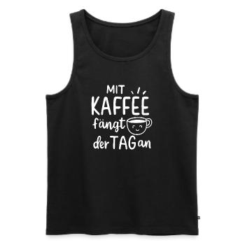 Mit Kaffee fängt der Tag an Morgenmuffel Geschenk - Männer Premium Bio Tank Top - Schwarz - Vorne - Michal (187cm)