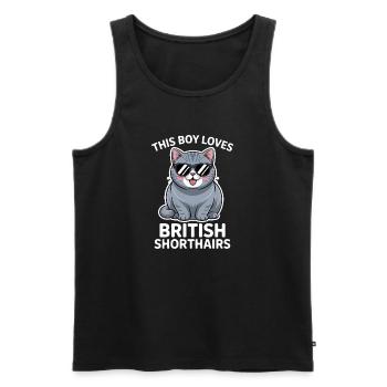 British Shorthair Sayings Funny Cat Gift - Men's Premium Organic Tank Top - black - Front - Michal (187cm)