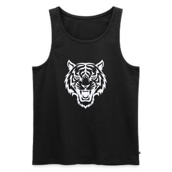 Motif stylisé de tête de tigre - Débardeur bio Premium Homme - noir - Devant - Michal (187cm)