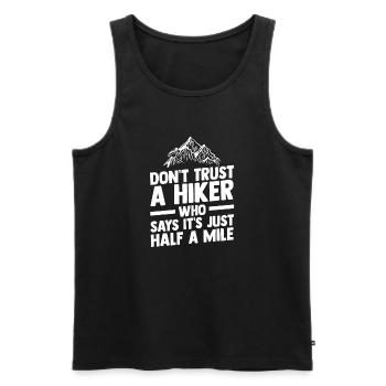 Hiking Mountain Trail Backpacking Outdoors Poaching - Men's Premium Organic Tank Top - black - Front - Michal (187cm)