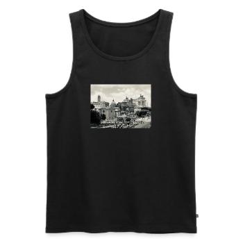 Rome sépia : Colisée et place - Débardeur bio Premium Homme - noir - Devant - Michal (187cm)