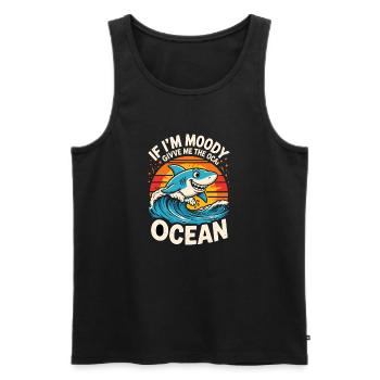 SI JE SUIS LUNATIQUE, DONNE-MOI L’OCÉAN Drôle de requin Océan - Débardeur bio Premium Homme - noir - Devant - Michal (187cm)